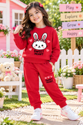 Sweet Heart Bunny Girls Red Tracksuit – 2 Piece Set