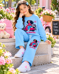 Girls Good Vibes Scooter Print Sweatshirt & Trouser Set – Sky Blue