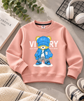 Victory Bear Graphic Sweatshirt for Kids – Peach Pink