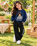 Be Cute Girls Sweatshirt & Wide Leg Trouser Set – Navy Blue & Black