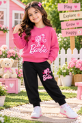 Barbie Girls Pink & Black Tracksuit – 2 Piece Set