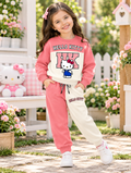 Girls Hello Kitty Winter Sweatshirt & Jogger Set – Pink & Cream