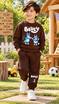 Boys Bluey Print Winter Tracksuit – Chocolate Brown