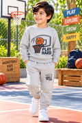 Play Hard Basketball Boys Grey Tracksuit – 2 Piece Set