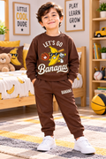Let’s Go Bananas Baseball Kids Winter Sweatshirt & Trouser Set – Chocolate Brown