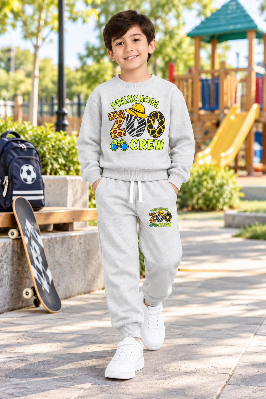 Boys Preschool Zoo Crew Winter Sweatshirt & Jogger Set – Grey