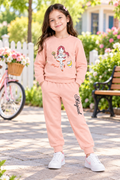 Girls Magical Cartoon Winter Sweatshirt & Jogger Set – Peach Pink