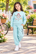 Girls Magical Cartoon Winter Sweatshirt & Jogger Set – Aqua Blue