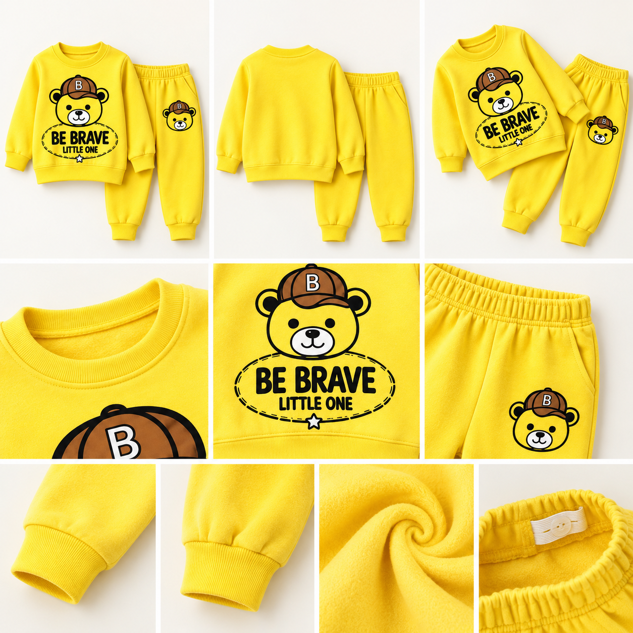 Be Brave Little One Kids Winter 2-Piece Set – Yellow 🧸💛 - Image 2