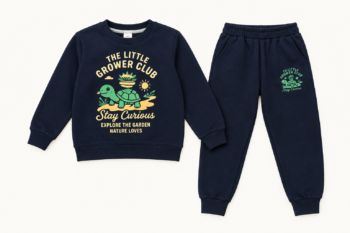 Navy Blue Little Grower Club Kids Sweatshirt & Jogger Set