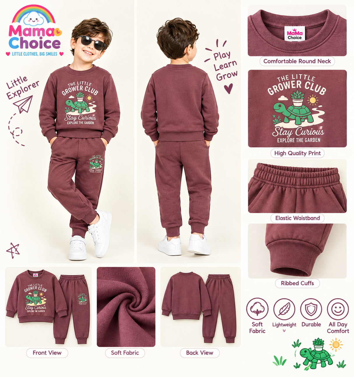 Little Grower Club Kids Winter 2-Piece Set – Maroon - Image 2