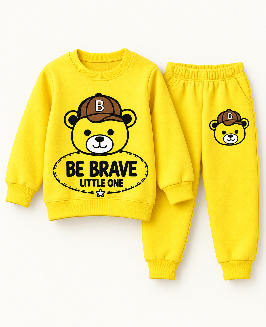 Be Brave Little One Kids Winter 2-Piece Set – Yellow 🧸💛