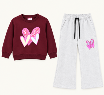 Girls’ Heart Print Winter Co-Ord Set