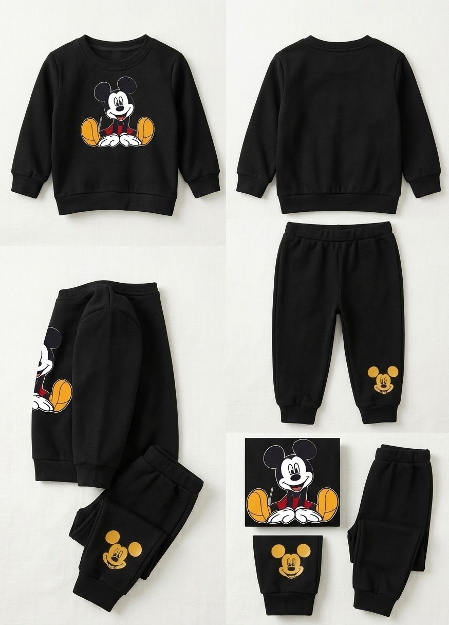 Black Character Print Kids Sweatshirt & Jogger Set π€β¨ - Image 2