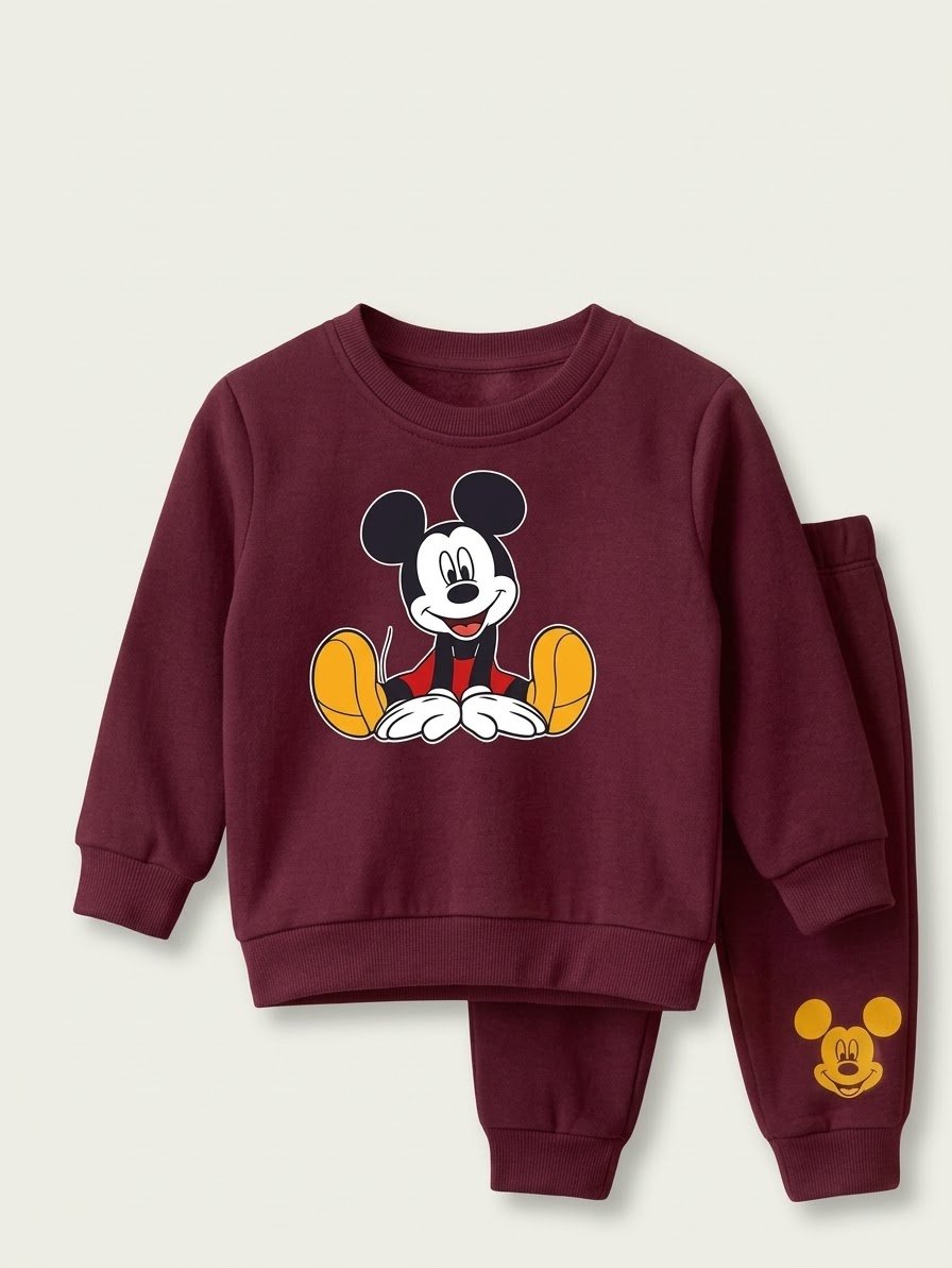 Maroon Mickey Winter Fleece Set