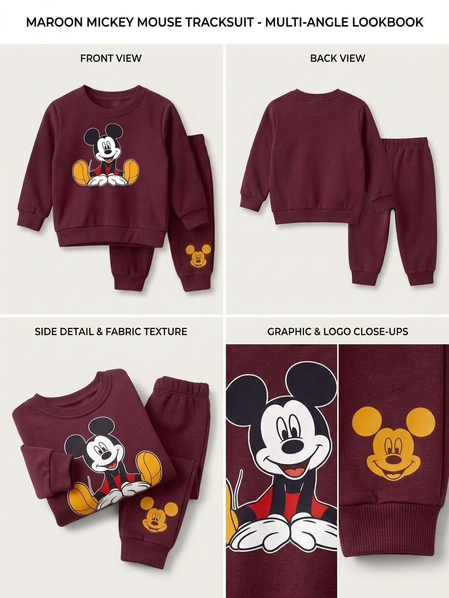 Maroon Mickey Winter Fleece Set - Image 2